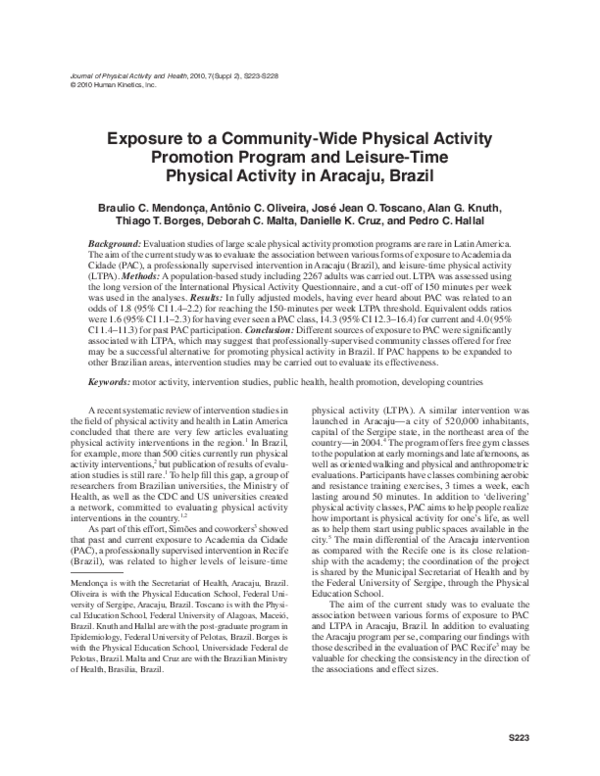 (PDF) Exposure to a Community-Wide Physical Activity Promotion Program ...