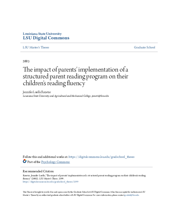 (PDF) The impact of parents' implementation of a structured parent ...