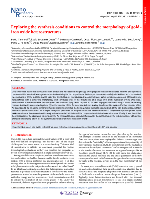 (PDF) Exploring the synthesis conditions to control the morphology of ...
