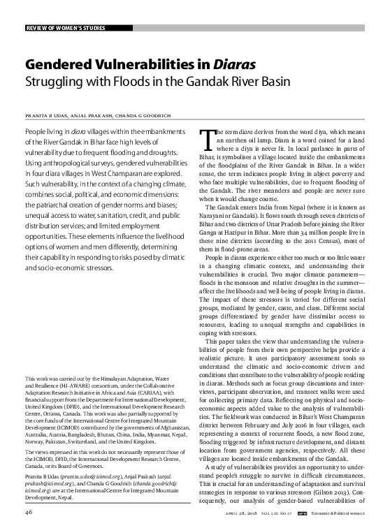 (PDF) Gendered Vulnerabilities in Diaras Struggling with Floods in the ...