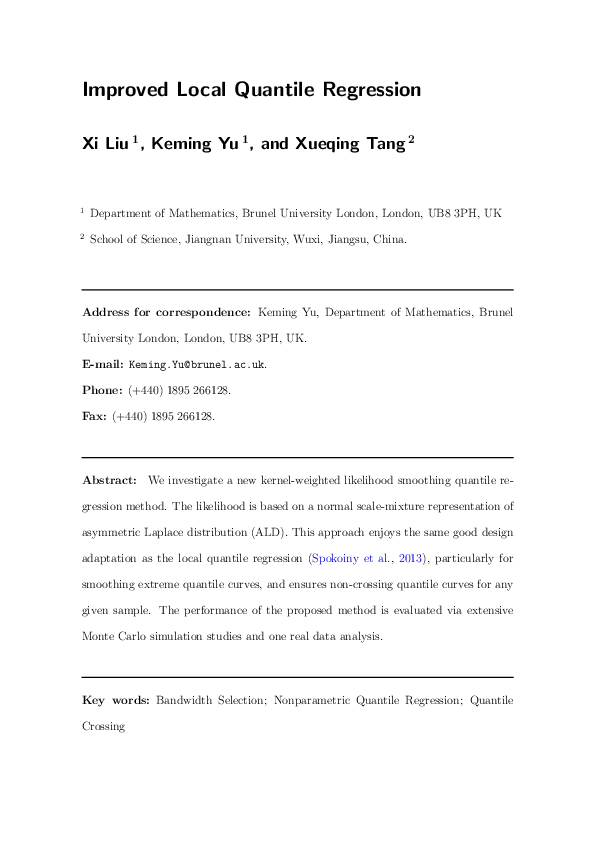 (PDF) Improved local quantile regression