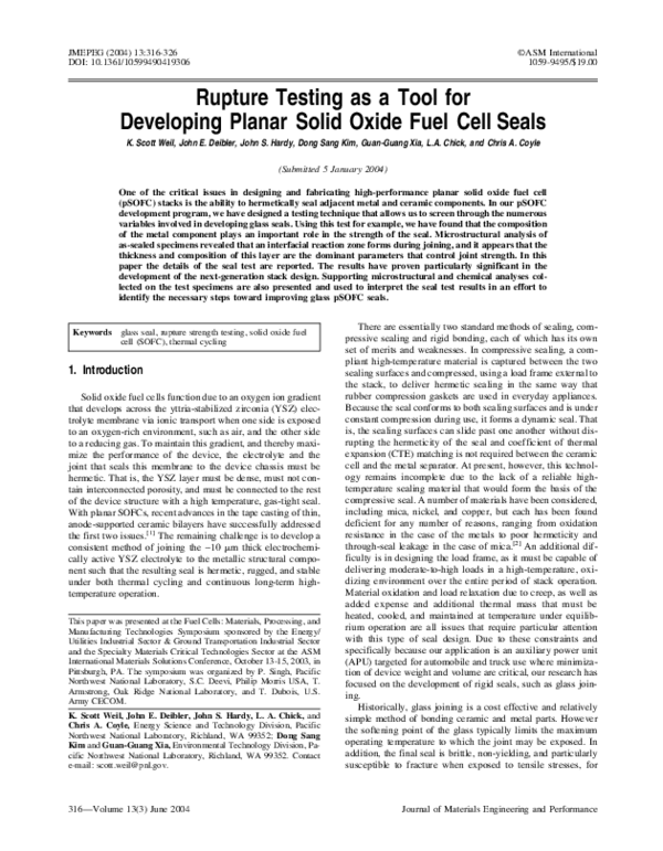 (PDF) Rupture Testing as a Tool for Developing Planar Solid Oxide Fuel ...