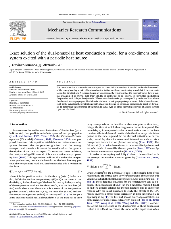 (PDF) Exact solution of the dual-phase-lag heat conduction model for a ...