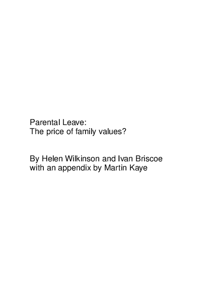  PDF Parental Leave The Price Of Family Values Helen Wilkinson 