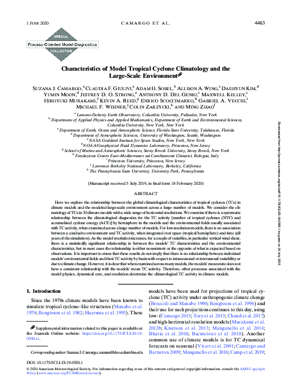 (PDF) Characteristics of model tropical cyclone climatology and the ...