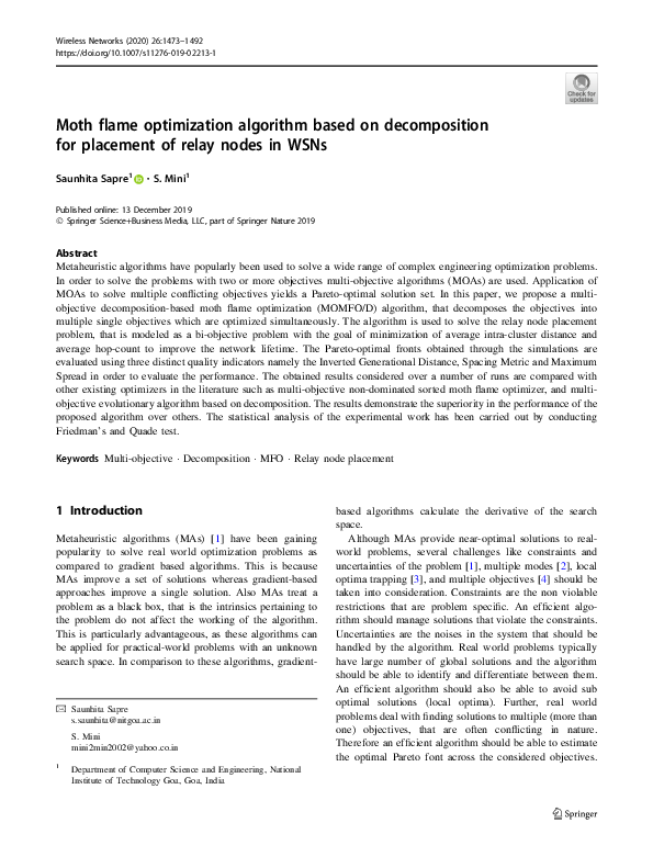 (PDF) Moth flame optimization algorithm based on decomposition for ...