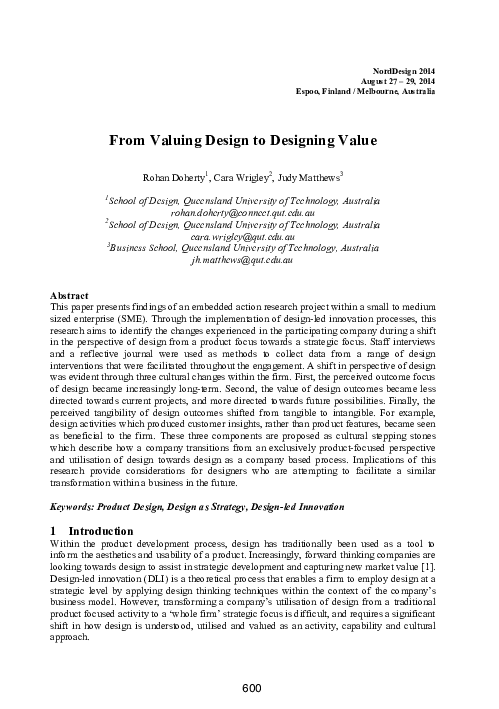(PDF) From valuing design to designing value