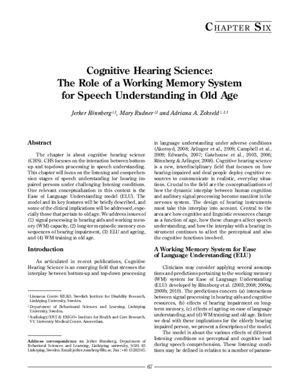 (PDF) Cognitive Hearing Science: The Role of a Working Memory System ...