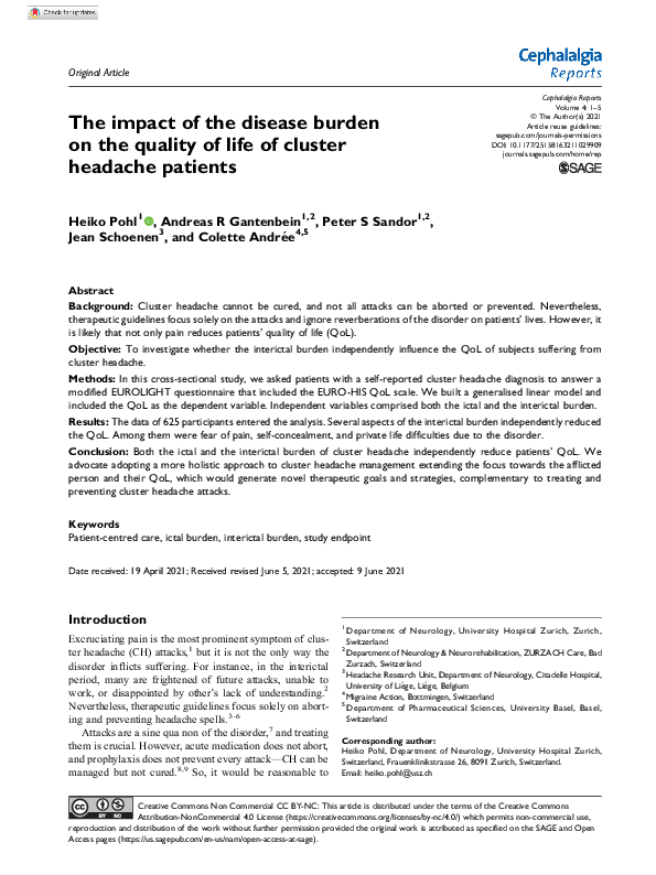 (PDF) The impact of the disease burden on the quality of life of ...