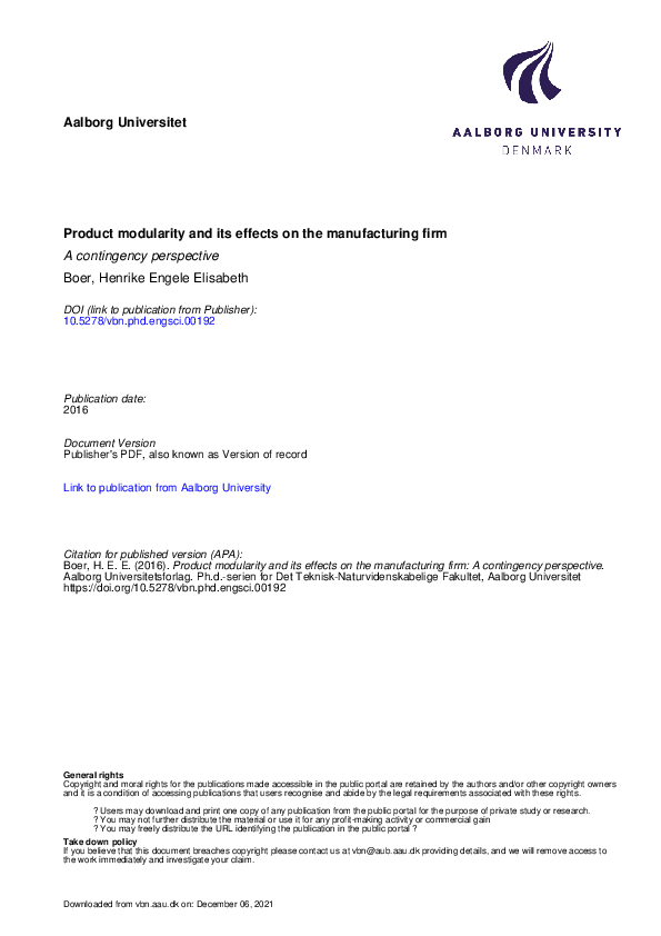 (PDF) Product modularity and its effects on the manufacturing firm: A ...