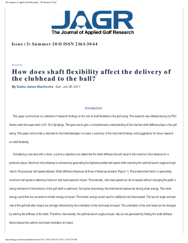 (PDF) How does shaft flexibility affect the delivery of the clubhead to