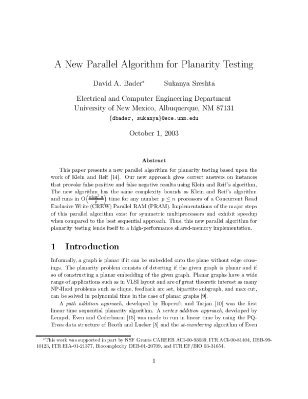 (PDF) A New Parallel Algorithm for Planarity Testing