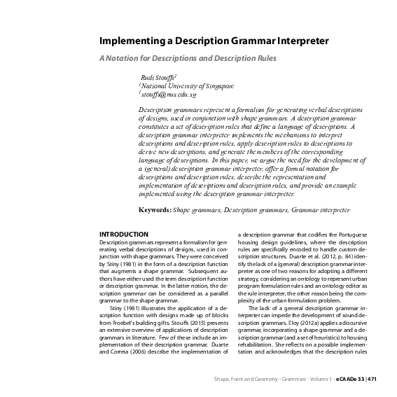 (PDF) Implementing a Description Grammar Interpreter A Notation for