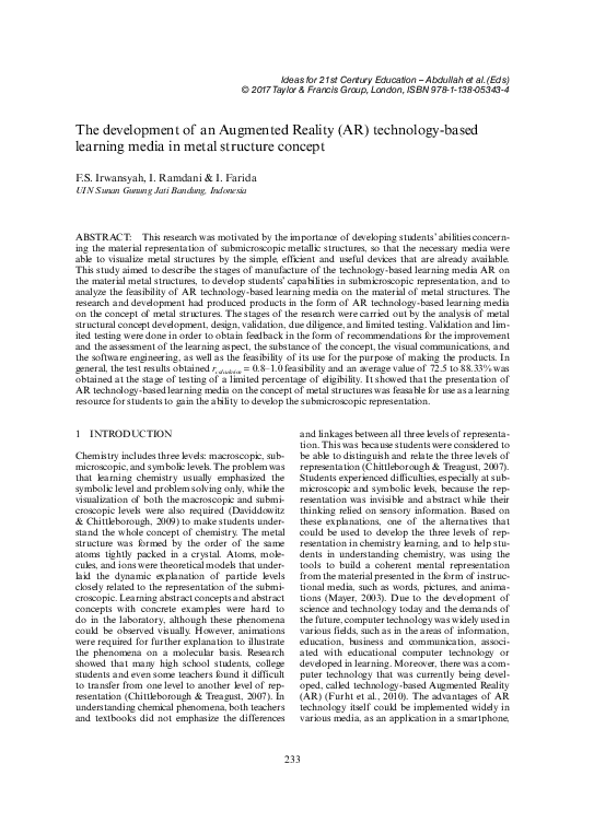 (PDF) The development of an Augmented Reality (AR) technology-based ...