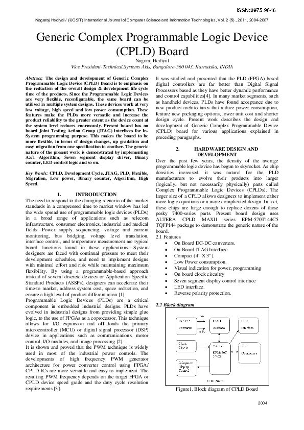 (PDF) Generic Complex Programmable Logic Device ( CPLD ) Board