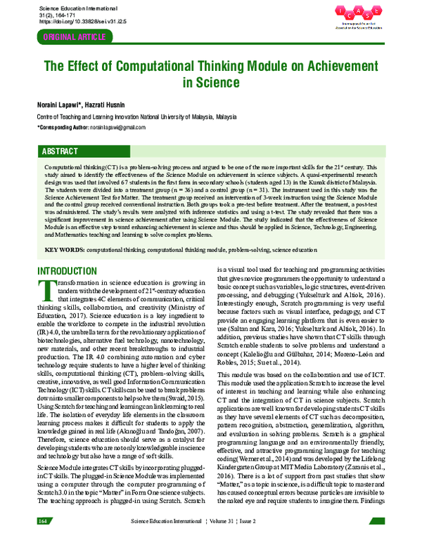 (PDF) The Effect of Computational Thinking