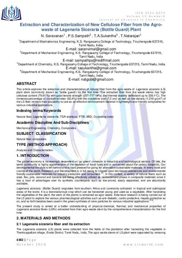 (PDF) Extraction and Characterization of New Cellulose Fiber from the ...