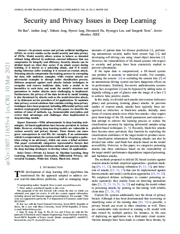 (PDF) Security and Privacy Issues in Deep Learning