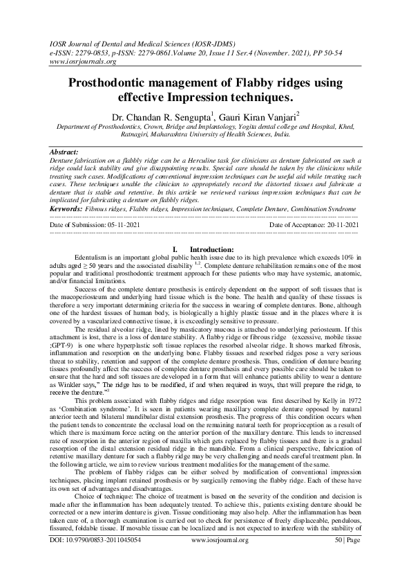 (PDF) Prosthodontic management of Flabby ridges using effective ...