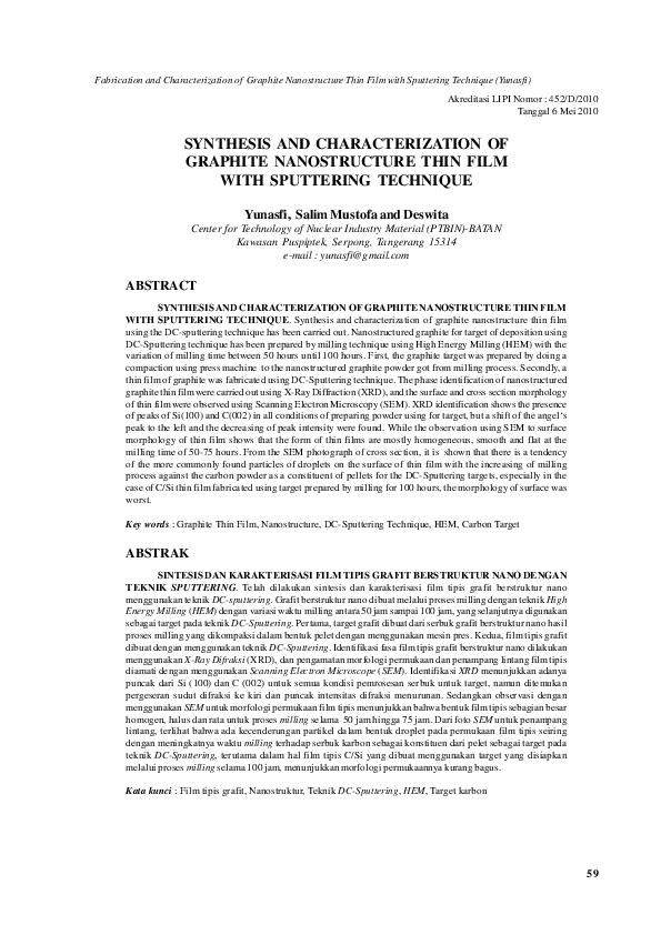 (PDF) Fabrication and Characterization of Graphite Nanostructure Thin ...