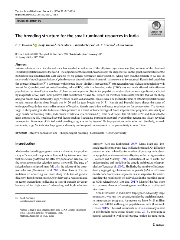 (PDF) The breeding structure for the small ruminant resources in India