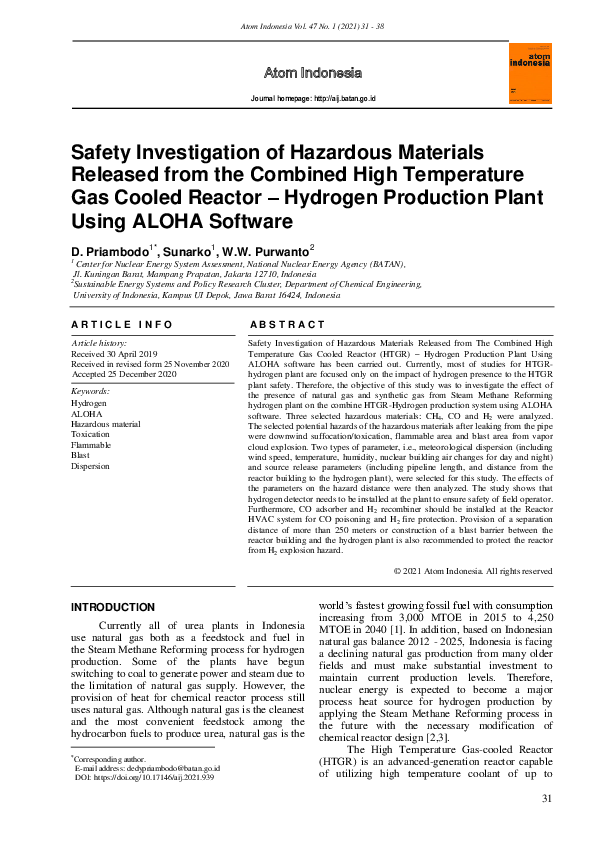 (PDF) Safety Investigation of Hazardous Materials Released from the ...