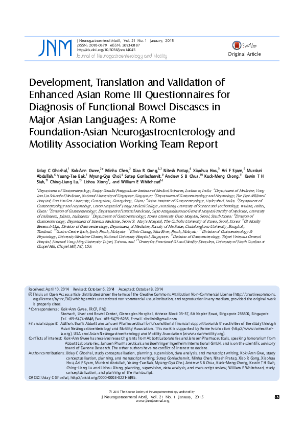 (PDF) Development, Translation and Validation of Enhanced Asian Rome ...