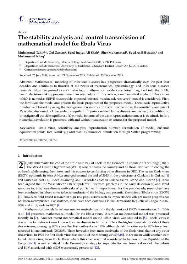 Pdf The Stability Analysis And Control Transmission Of Mathematical