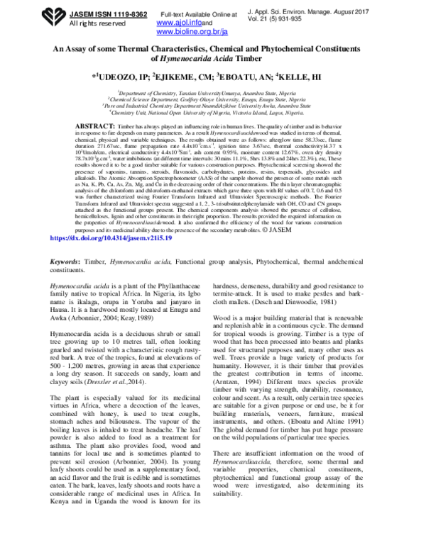 (PDF) An assay of some thermal characteristics, chemical and ...