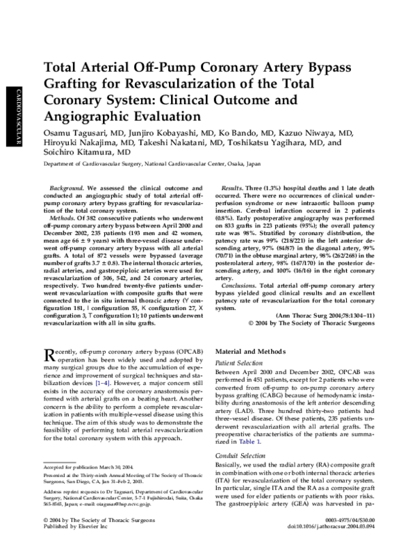 (PDF) Total Arterial Off-Pump Coronary Artery Bypass Grafting for ...