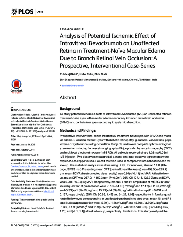 (PDF) Analysis of Potential Ischemic Effect of Intravitreal Bevacizumab ...