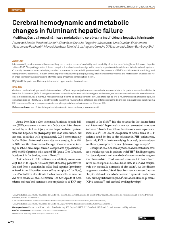 (PDF) Cerebral hemodynamic and metabolic changes in fulminant hepatic ...