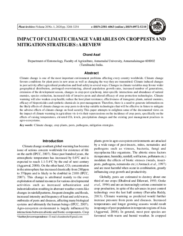 (PDF) Impact of Climate Change Variables on Crop Pests and Mitigation ...
