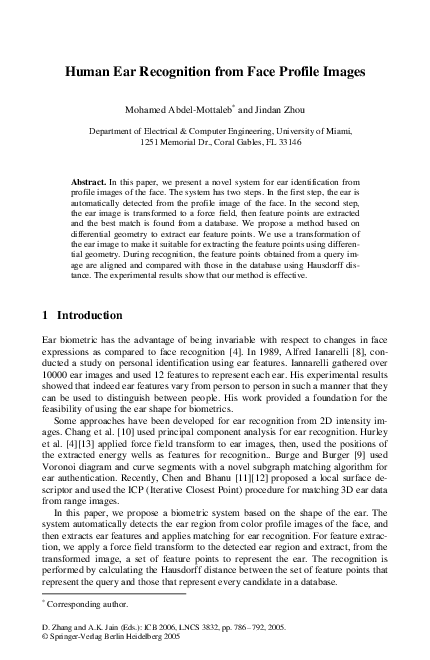 (PDF) Human Ear Recognition from Face Profile Images
