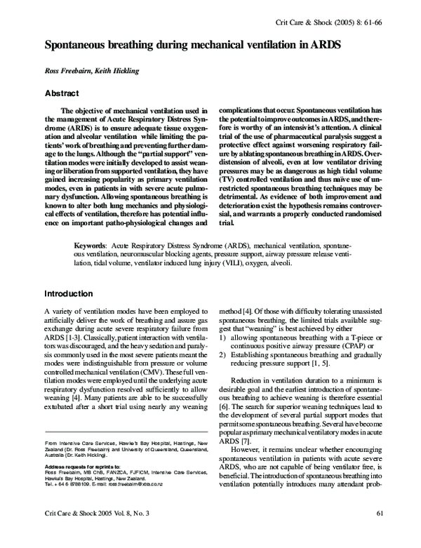 (PDF) Spontaneous breathing during mechanical ventilation in ARDS