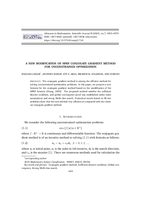 (PDF) A New Modification of NPRP Conjugate Gradient Method for ...