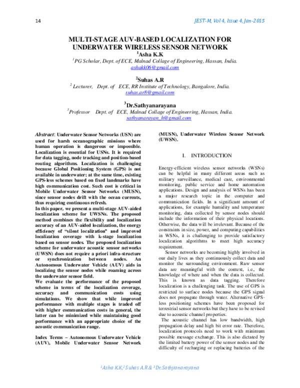 (PDF) MULTI-STAGE AUV-BASED LOCALIZATION FOR UNDERWATER WIRELESS SENSOR ...