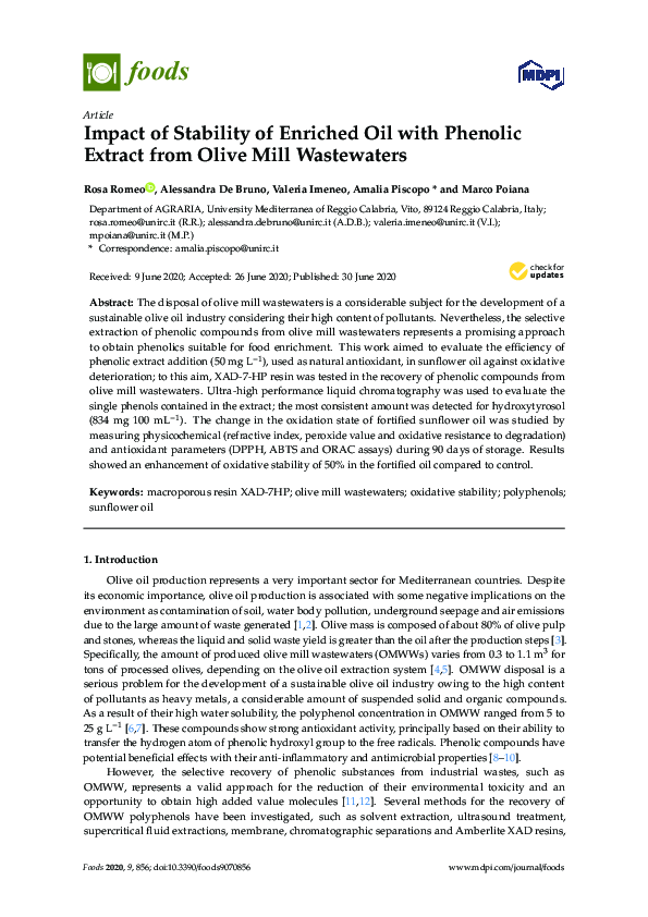(PDF) Impact of Stability of Enriched Oil with Phenolic Extract from ...