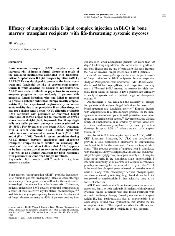 (PDF) Efficacy of amphotericin B lipid complex injection (ABLC) in bone ...