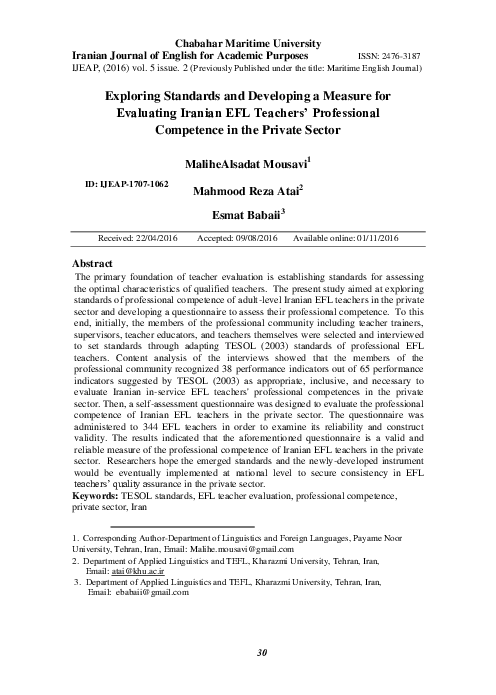 (PDF) Exploring Standards and Developing a Measure for Evaluating ...