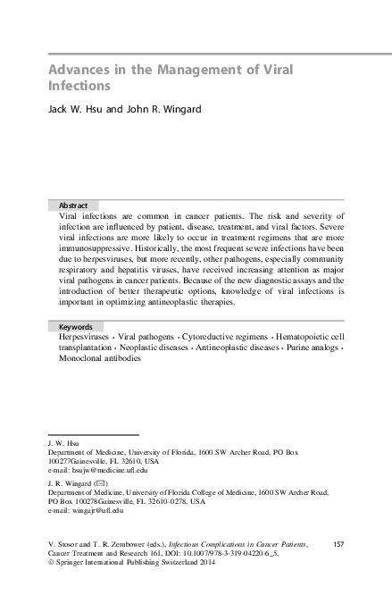 (PDF) Advances in the management of viral infections