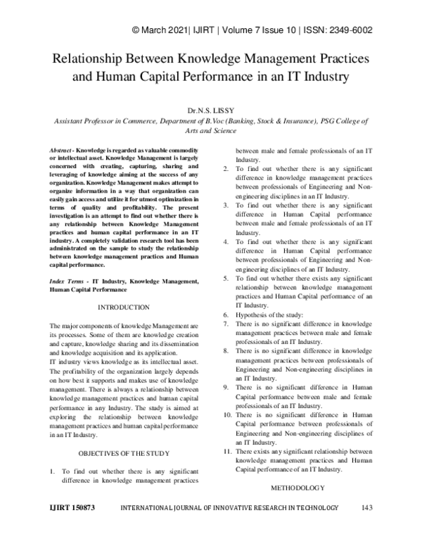 (PDF) Relationship Between Knowledge Management Practices and Human ...