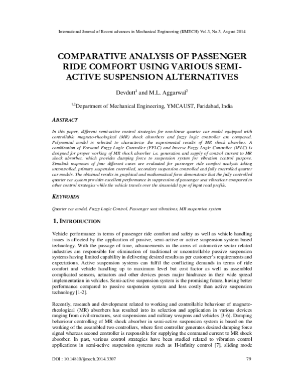 (PDF) Comparative Analysis of Passenger Ride Comfort using Various Semi ...
