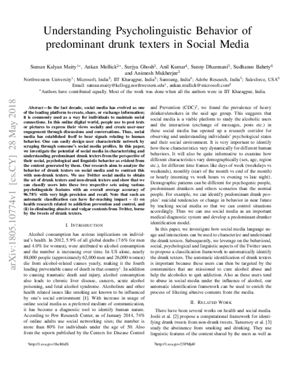 (PDF) Understanding Psycholinguistic Behavior of Predominant Drunk ...