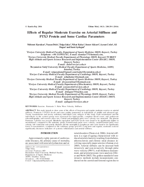 (PDF) Effects of Regular Moderate Exercise on Arterial Stiffness and ...