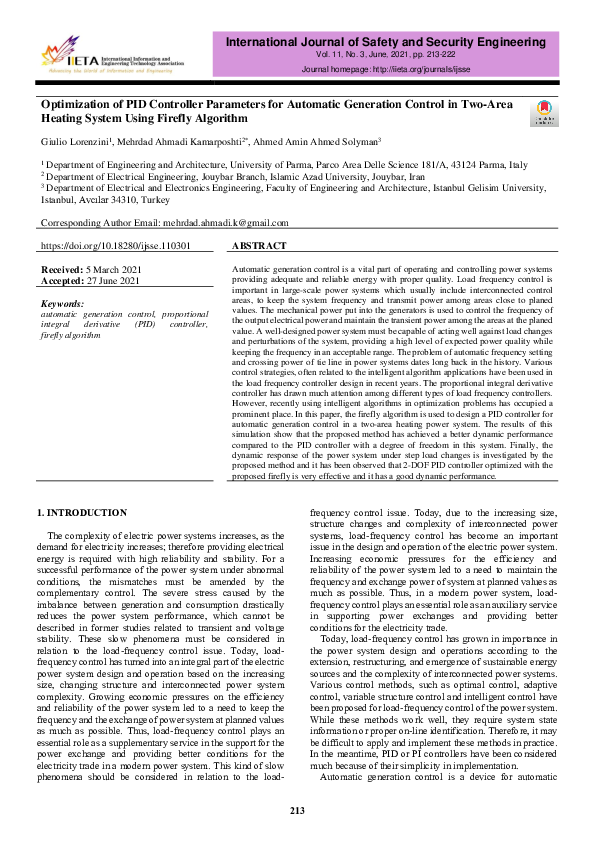 (PDF) Optimization of PID Controller Parameters for Automatic ...