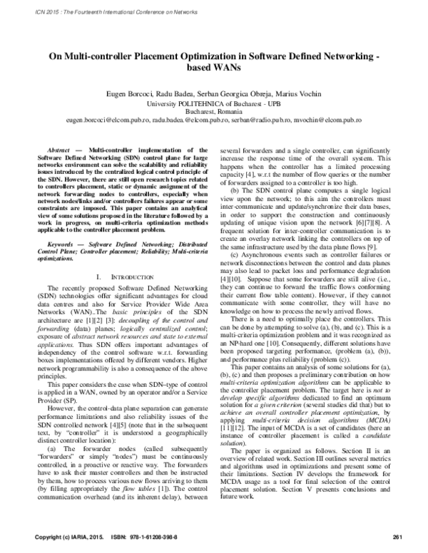 (PDF) On Multi-controller Placement Optimization in Software Defined ...