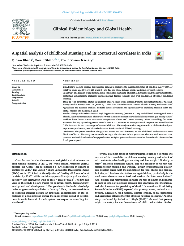 (PDF) A spatial analysis of childhood stunting and its contextual ...