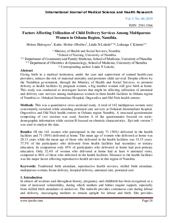 (PDF) Factors Affecting Utilization of Child Delivery Services Among ...