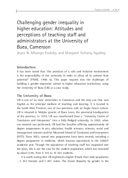 (PDF) Challenging gender inequality in higher education: attitudes of ...